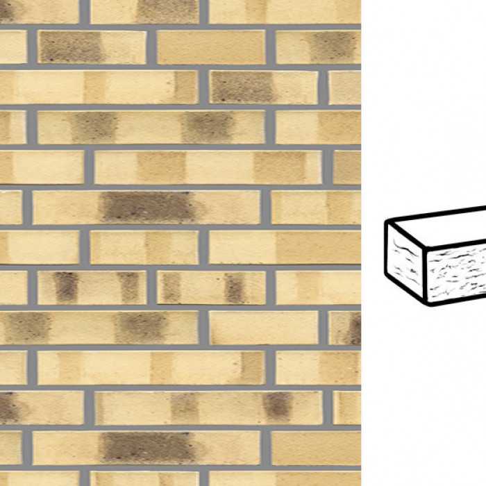 Кирпич клинкерный Muhr 35 KS Creme nuanciert Kohle Spezial рустик, 290х90х40 мм